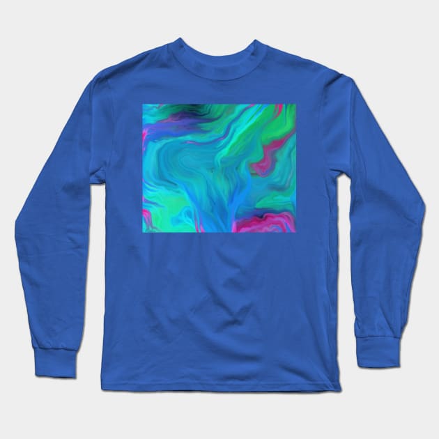 AGATE BLUE ABSTRACT OIL PAINTING Long Sleeve T-Shirt by Overthetopsm